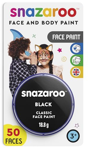Snazaroo - Peinture Pour Visage et le Corps, Maquillage Pour Visage et Déguisement, Pour Enfants et Adults,Fard Blister 18 ML, Couleur Noir