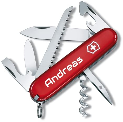 Victorinox Coltello da Tasca Camper con Richiesta Stampa Auf der Conchiglia I Regalo per Uomini Donne I per Compleanno I Svizzero Personalizzato con 13 Funzioni 1.3613