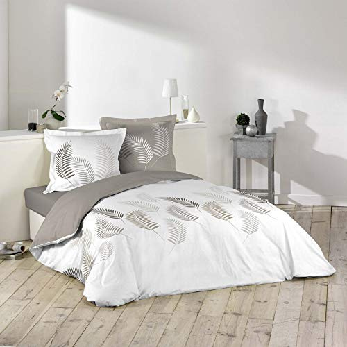 Douceur d'Intérieur, Parure de Lit 3 Pièces (240 x 220 cm) Goyave Naturel, 100% Coton