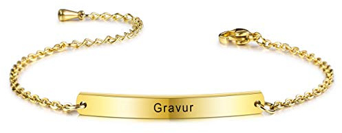 MeMeDIY Personalisiertes Armband Angepasste Gravur Name/Datum/Koordinaten für Frauen Freundin Beste Freundin Knöchelgelenk aus Edelstahl Geburtsstein Bar-Armband mit Verstellbarer Kette