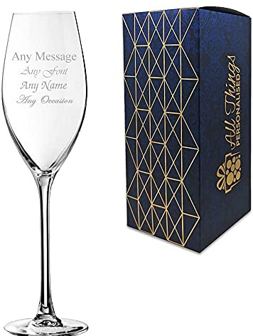 CNC Group Personalised Engraved Grands Cepages 8.5oz Champagne Flute Wedding Wine Birthday Bridesmaid