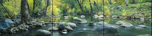 Zaundruck Riesen Panorama Zaun - Bedruckte Sichtschutzstreifen für Doppelstabmattenzaun mit großen Panorama Motiv (XXL (3 Zaundfelder), Fluss)