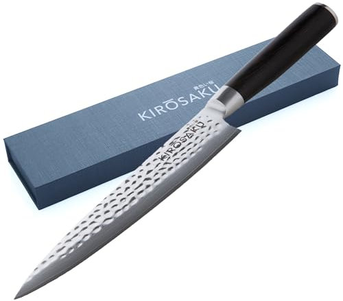 Kirosaku Japanisches Messer - 20cm Santoku Damast Küchenmesser aus 67 Schichten Damaststahl - Scharfes Profi Küchenmesser mit Ergonomischem Pakkaholz Griff - Kochmesser für Hobby- und Profiköche