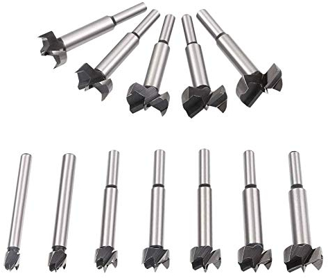 Flintronic Professional ForstnerBohrer, 12 Stück Forstner Bit, Cutter mit Rundschaft, Bohrer für Holz, Zubehör Bohrmaschine für Holzbearbeitung(10,12,15,18,20,22,25,26,28,30,32,35mm)