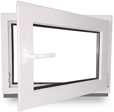 Kellerfenster - Fenster - Dreh- & Kippfunktion - innen weiß/außen weiß - BxH: 80 x 70 cm - 800 x 700 mm - DIN Rechts - 2 fach Verglasung - 60 mm Profil