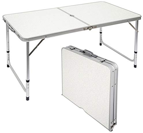 AMANKA Garten Klapptisch - 120 x 60 Höhenverstellbar - Gartentisch Campingtisch Klappbar Hellgrau
