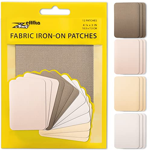ZEFFFKA Hochwertige Qualität Kleider-Flicken zum Aufbügeln Innen Außen Stärkster Kleber 100% Baumwolle Verschiedene Reparatur-Dekorationsset 12 Stück 3 x 4-1/4 (7,5cm x 10,5cm)