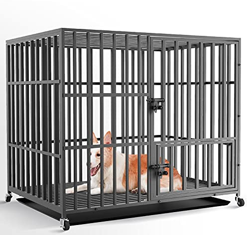 BingoPaw Hundekäfig große Hunde Hundetransportbox: XL Hundekäfig hochbelastbar Hundetransportkäfig Gitterbox mit 3 Türen und 4 Rollen, 107x78x94cm