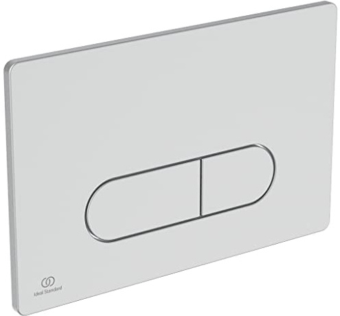 Ideal Standard Oleas Betätigungsplatte, 2-Mengen-Spültechnik durch pneumatische Auslösung, leichte Bedienung und langlebiges Design (eckig/rund) – Chrom Matt (234x8.5x154 mm)