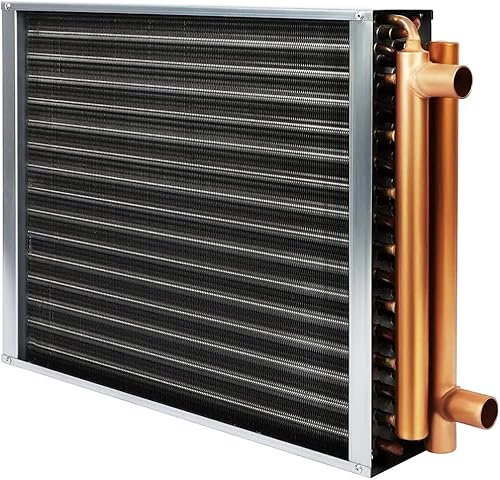 20x20 Heat Exchanger Water To Air, Forced Air Heating with 1 Copper Ports Hot Water Coil for Outdoor Wood Furnaces, Residential Heating