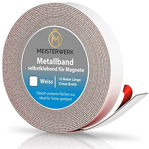 MEISTERWERK Metallband Selbstklebend für Tonies, Magnete & Tonie Tribüne | Magnetband mit Starkem Schaumstoffkleber | Magnetleiste