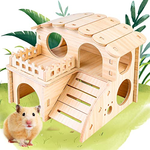 Casetta in Legno per Criceti, Casetta per Criceti in Legno, Giochi per Criceti, Casa dei Criceti, Nascondiglio per Piccoli Animali, Casa per Criceti, Casa in Legno per Criceti Nani Gerbilli