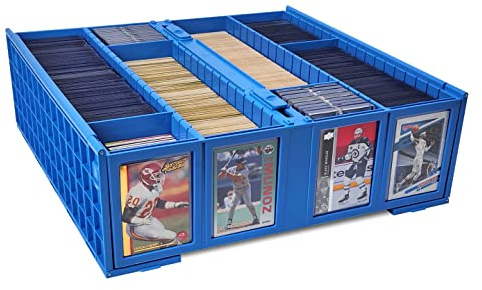 BCW Collectible Card Bin - Holds 3200 Cards - Large Storage Box for Loose Trading, Pokemon, MTG, and Sports Cards - Includes 4 Bin Partitions, Sorting Box (Blue)