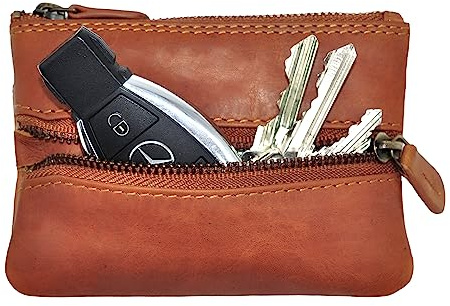 Benthill Schlüsseletui Leder | Schlüsseltasche für Damen & Herren Echt-Leder | Schlüsselmäppchen aus echtem Rindsleder inkl. Geschenkbox, Farbe:Braun