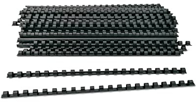 Dos en plastique spirale pour reliure, 21 anneaux, diamètre 8 mm, format A4, capacité 21-40 feuilles, couleur noire, lot de 100 pièces