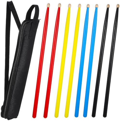 4paare Farbige Ahornholz Drumsticks Mit Tragetasche Für Erwachsene Rutschfeste Schlagzeugstöcke Für Anfänger Und Profis Für Percussion-zubehör