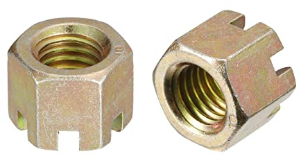 sourcing map 5Stk M14x2mm Sechseck Geschlitzt Mutter Grad 10 Karbonstahl | Sechskant Schloss Muttern Zinkfarbe