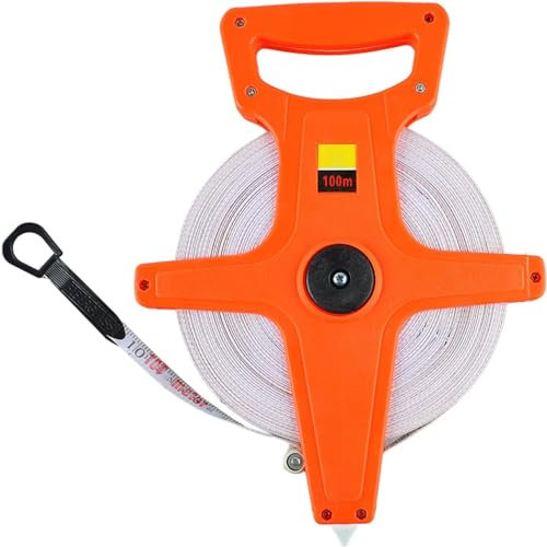 Uadme Open Reel Tape Measure, 100 m Long Distance Fiberglass Measuring Tape for Surveyors, Accurate Measuring Stretch Tapes for Runway and Engineer Survey