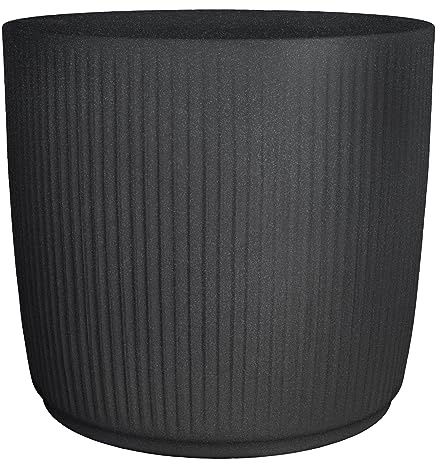 Scheurich Linetto 30, Pflanzgefäß/Blumentopf/Pflanzkübel, rund, Farbe: Stony Black, hergestellt mit recyceltem Kunststoff, 10 Jahre Garantie, für den Außenbereich