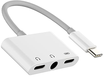 iPhone Adapter USB-C to 3.5mm Audio Cable (3in1) Charger Headphone Jack Dongle Cord Compatible for Samsung Apple 15 Pro Max Plus iPad 10、Air4/5、Mini6、12.9 Dual Type C Splitter Charging Aux Accessories