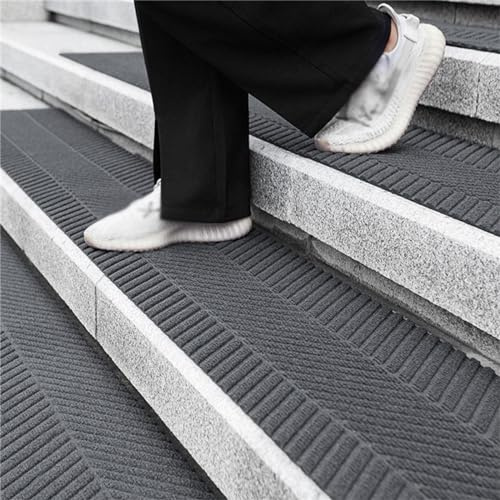 GQQG 1 Stück rutschfeste Stufenmatten, Bodenmatte für Treppen für den Außen- und Innenbereich, rutschfest Stufenschutzmatten, Antirutschstreifen Treppe Set(Size:25x100cm,Color:grau)