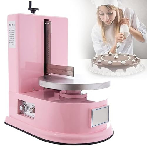 Qiang Cake Decorating Coating Machine Cake Smoother Machine 4-12inch Cake Butter Cream Spreading Machine 36cm Turntable,One-Button Switch,11-Speed Speed Adjustment,Pink