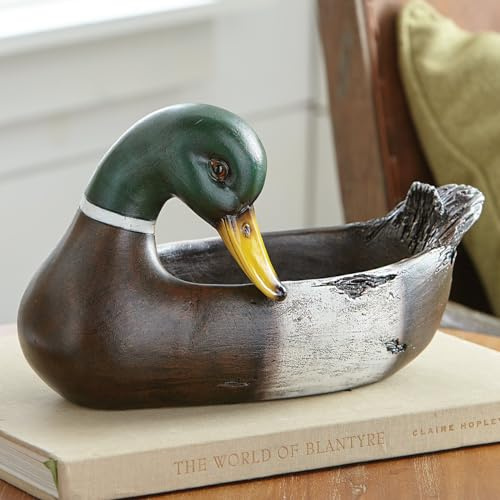 BLACK FOREST DECOR Mallard Duck Decorative Bowl, Resin, 10 3/5 W x 5 1/10 D x 5 9/10 H