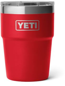YETI Rambler 16 oz Stackable Tumbler, Vacuum Insulated, Stainless Steel with MagSlider Lid, Rescue Red