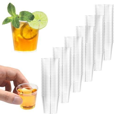 Magrimaxio 150 Piezas vasos chupito plastico, chupitos de plástico transparentes, vaso hechos de plástico PS, 30ml/ 3 cl, Ecológico, para Fiesta, Bodas Cumpleaños y Navidad