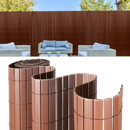 Daromigo PVC Sichtschutzmatte 180×400cm, Sichtschutz Garten mit Innenverstärkung, Sichtschutz Balkon mit Kabelbinder, Sichtschutz Zaun Wetterfest und UV-Schutz (Braun)