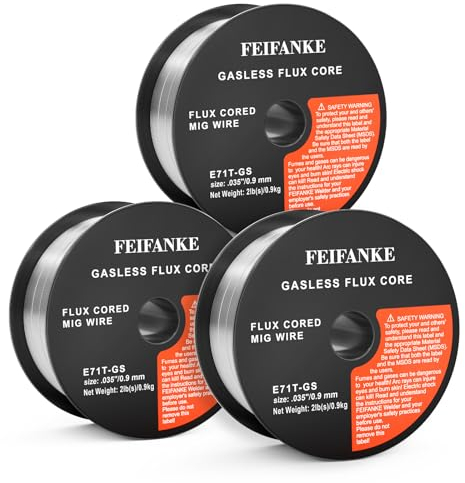 FEIFANKE Fülldraht Ohne Gas 0.9MM, 3KG, E71T-GS Universal Schweißdraht MIG MAG Drahtrolle D100 für Schweißgerät, 3 Rollen