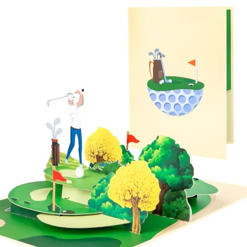 CNLITIHEKA Tarjeta de felicitación desplegable de golf, multiocasión: Día del Padre, cumpleaños, aniversario, jubilación
