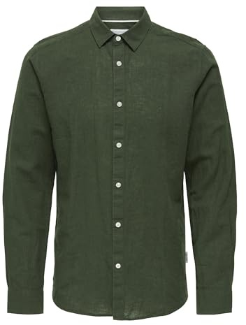 ONLY & SONS herr Onscaiden Life Ls Solid Linen Shirt Noos Affärsskjorta | Tröja