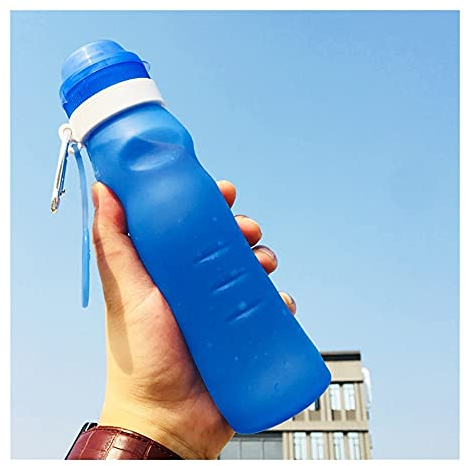 QTANZIQI Bouteille d'eau en Silicone écologique Bouilloire de Sport Pliable Bouteilles de Boisson légères Pliables Gym Randonnée Camping Voyage (Capacité : 600 ML, Couleur : Bleu) Silk Pillowcase