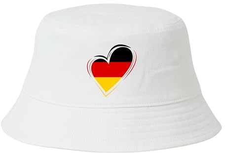 dalerno Deutschland Hut EM Fußball 2024 Herren Damen Anglerhut Fischerhut Bucket Hat Europameisterschaft Germany Fanartikel DE Public Viewing EM Deko Kappe Mütze Männer Frauen Fussball Herz DE Liebe