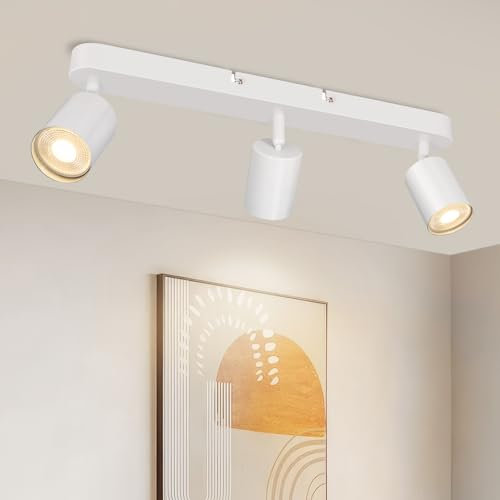 TaFiCo Lampara Foco Techo LED 3 Focos - Lámpara de Techo Interior Blanco GU10 - Foco de Techo LED Moderno Orientable - Focos Para el Techo Salón Dormitorio Cocina - Sin Bombilla