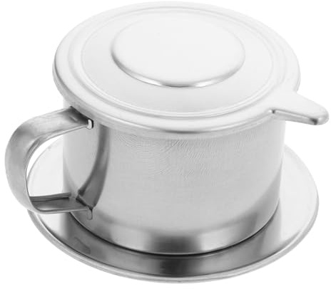 PRETYZOOM Cafetera Vietnamita Cafetera Portátil con Filtro de Goteo de Acero Inoxidable y Capacidad de 200ml con Tapa y Mango Adecuado para Oficina y Hogar