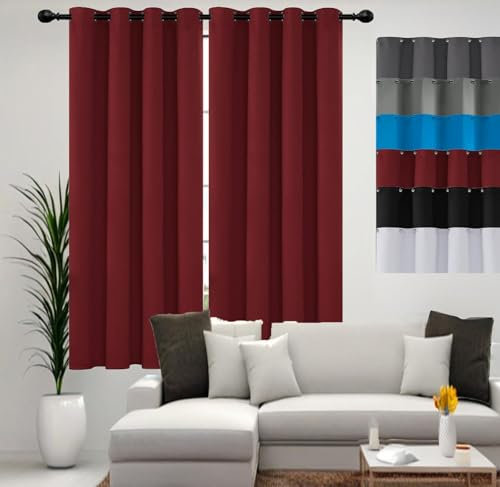 JIAHAO Velvet Curtains 110 x 70 cm Drop Eyelet, Lightweight, Curtain Door Curtain Thermal Insulated Crushed Velvet Curtains for Bedroom,1 Panels, Red