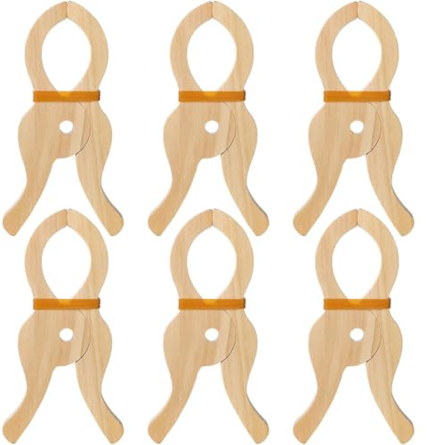 Diheohg 6 pinzas de madera hechas a mano, pinzas gigantes para juguetes, pinzas de madera para cortinas, armarios, balcones, pinzas de madera creativas