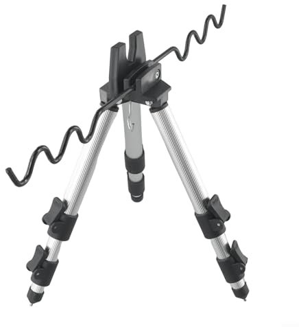 Treppiede per canne da pesca, supporto telescopico regolabile in lega di alluminio, per pesca al mare, spiaggia, riva, molo (argento)