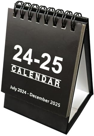Tischkalender 2024-2025, Tagesplanung, Stehkalender, Monats-Organizer für Termine, akademische und Home-Office-Zeitpläne von Juli bis Dezember