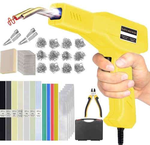 150W Plastic Welder,2 in1 Plastic Welding Kit,Plastic Welder Gun Soldering Kit,Hot Stapler Plastic Welding Car Bumper Repair Kit,64pcs Plastic Welding Rods,800pcs Staples for Plastic Crack Repair