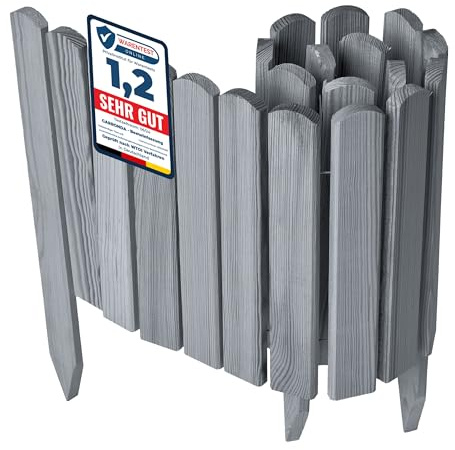 Garronda Rollborder Recinzione in legno flessibile 100 x 30 cm bordatura giardino bordura per aiuola staccionata in legno cordolo Decorazione da frutteti Palizzata GD-0148 Grigio