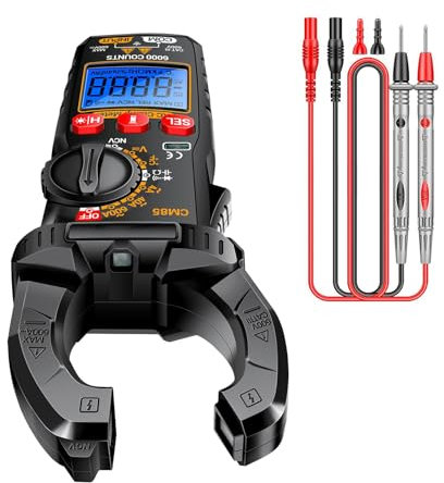 Tester di tensione digitale a pinza - Multimetro multifunzione con lampada torcia, misurazione Dc/ac tensione, resistenza, temperatura, capacità, 6000 conteggio pratico strumento per elettricista