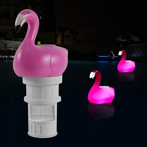 AHJ Solar Chlor Dosierschwimmer für Pool ，Großer Verstellbarer Schwimmerspender für Pools, Springbrunnen, Whirlpools & Spas ，Kompatibel mit 2,5cm und 7,6cm Chlortabletten ，Einfache Handhabung