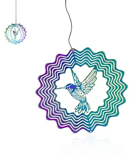 CHSEROK Carillon a Vent Exterieur, 100 x 100 mm Carillon Éolien 3D en Acier Inoxydable, Carillons Éoliens pour Jardin, Coloré Carillon à Vent pour Extérieur, pour Jardins, Balcons