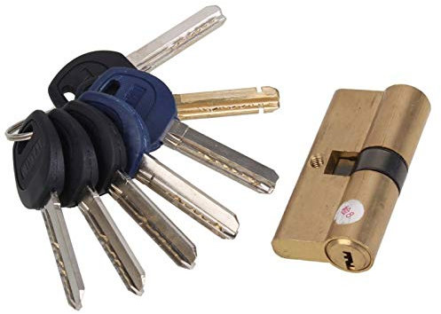 IZHAOGJING Schließzylinder, Zylinderschloss Daumen drehen Euro-Profilzylinder Barrel 5 Pin Lock Messing Satin Nickel Finish 65mm (32.5x32.5mm)
