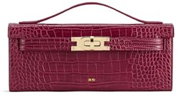JW PEI Bria strukturerad topp handtag väska, Bourgogne Croc, 10.91 inches W x 4.53 inches H x 2.05 inches D