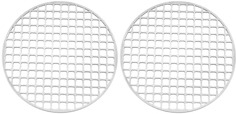 PATIKIL 18cm Round Barbecue Grill Mesh Grates, 2 Pcs 7 Circular Stainless Steel BBQ Mesh Rack Square Hole Round Barbecue Grilling Net for Outdoor Camping Home Party Family Gatherings