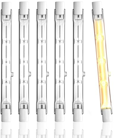 6Pcs R7s Halogen Bulb 118mm,300W 4200LM R7s Linear Halogen Light Bulbs Dimmable,2800K Warm White Floodlight Bulb, J118 Security Light Bulb for Outdoor Flood Lights, Spotlights, Landscape Lighting